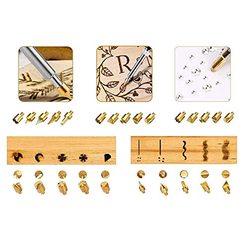 heyous 23pcs Wood Burner Tips Set Pyrography Brass Wood Burning Tip for Wood Pyrography Carving Embossing Soldering DIY Crafts - WoodArtSupply