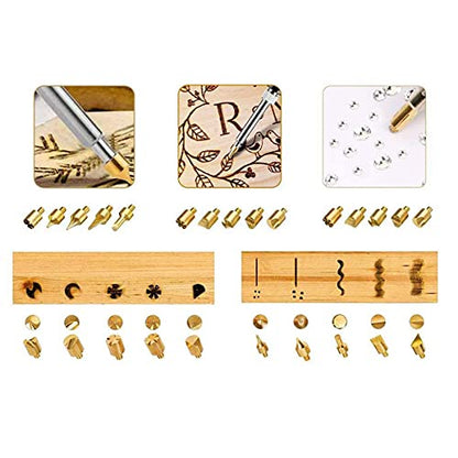 heyous 23pcs Wood Burner Tips Set Pyrography Brass Wood Burning Tip for Wood Pyrography Carving Embossing Soldering DIY Crafts - WoodArtSupply