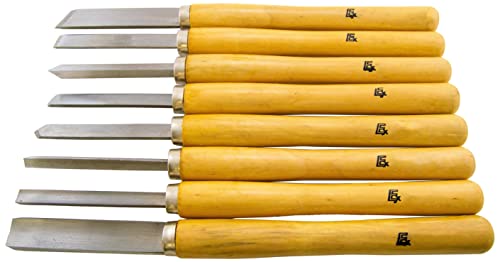 8 Piece Wood Chisel Woodworking Lathe Hand Tool Set by Science Purchase - WoodArtSupply