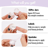 5 Gram Sample Containers with Lids, 50 Count 5ML Clear Sample Jars, Empty Lip Balm Containers with Lids, Small Makeup Travel Containers for Glitter, GOLACKY