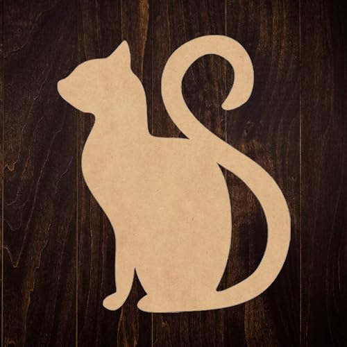 Blank Cat with Tail Wooden 5" Cutout, Unfinished Wood Paintable MDF 1/8" DIY Animal Craft NEXTCraft