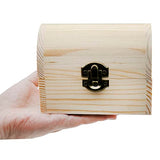 Hsiwto Plain Unfinished Wood Box, Unpainted Wooden Jewelry Box DIY Craft Storage Treasure Chest Toy Case Hsiwto