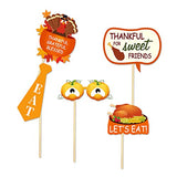25 Count Thanksgiving Day Friendsgiving Big Photo Booth Props Kit for Autumn Funny Turkey Day Party Decorations Supplies DIY Selfie Props Set with WoodArtSupply