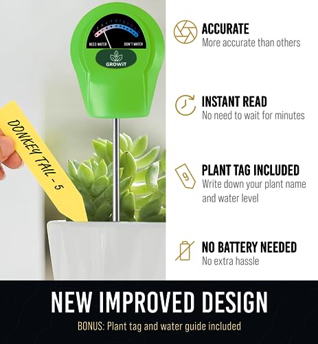 GROWIT Soil Moisture Meter for Plants - Plant Moisture Meter for House Plants | Hydrometer for Plants | Plant Moisture Meter Houseplants | Water - WoodArtSupply