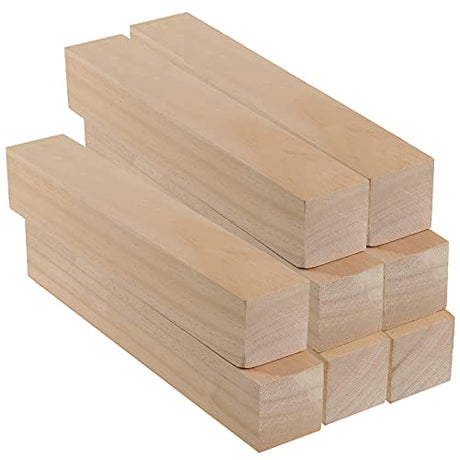ZEONHAK 8 PCS 2 x 2 x 12 Inches Pine Lumber Square Turning Blanks, Natural Unfinished Wood Carving Blocks for Carving, DIY Art and Craft ZEONHAK