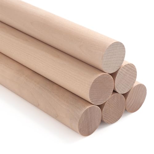 ONUPGO 6 PCS Dowel Rods Wood Sticks 1" X 12" Wooden Dowel Rods for Craft Round Natural Wood Crafts Unfinished Hardwood Sticks for Arts,DIY, Tiered - WoodArtSupply