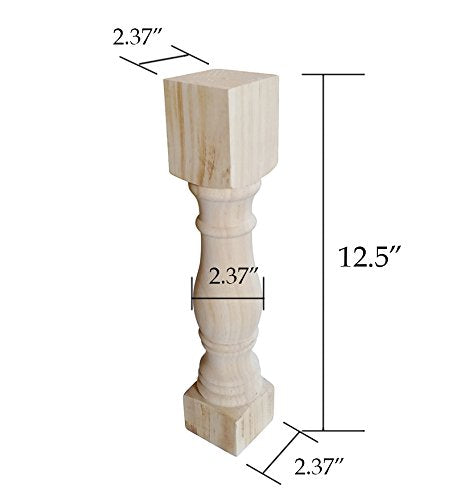 Btibpse 12.5" Traditional Bench Legs Unfinished Coffee Table Legs, TV Bench Leg, Set of 4 - WoodArtSupply