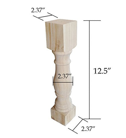 Btibpse 12.5" Traditional Bench Legs Unfinished Coffee Table Legs, TV Bench Leg, Set of 4 - WoodArtSupply