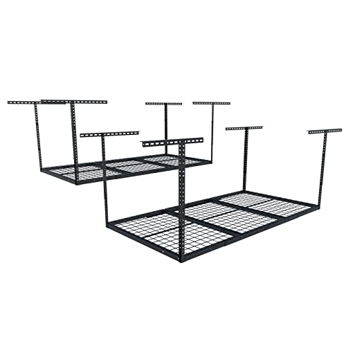 FLEXIMOUNTS 2 Pack 3x6 Overhead Garage Storage Adjustable Ceiling Storage Rack 72" Length x 36" Width x 40" Height (Black) FLEXIMOUNTS