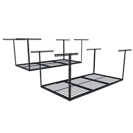 FLEXIMOUNTS 2 Pack 3x6 Overhead Garage Storage Adjustable Ceiling Storage Rack 72" Length x 36" Width x 40" Height (Black) FLEXIMOUNTS