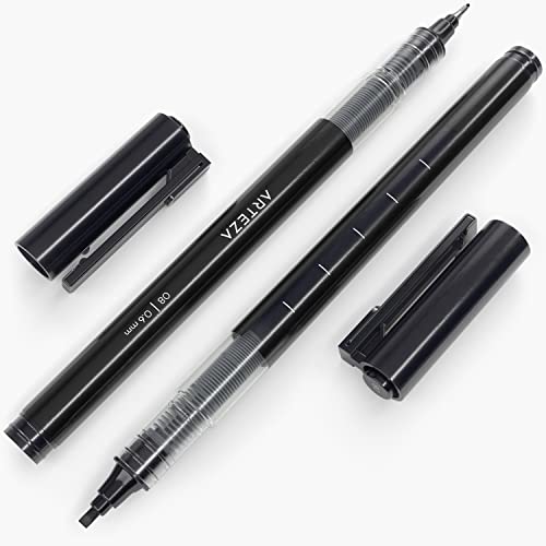 ARTEZA Micro-Line Ink Pens, Set of 9, Black Fineliners with Japanese Archival Ink, Art Supplies for Comic Artists and Illustrators ARTEZA
