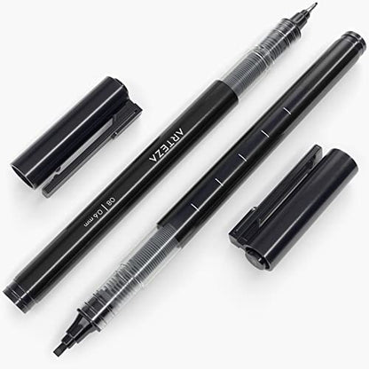 ARTEZA Micro-Line Ink Pens, Set of 9, Black Fineliners with Japanese Archival Ink, Art Supplies for Comic Artists and Illustrators - WoodArtSupply