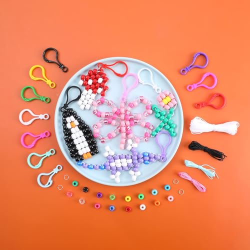 Happy makers Bead Pets, Pony Beads Kit Multicolor Pony Beads Animals Keychain Making Kit with Instruction, Keyring & Key Clasp, Ultimate Bead Pets Happy makers
