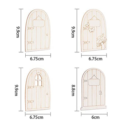 NBEADS 24 Pcs Unpainted Fairy Theme Mini Door Shape Wooden Pieces, 4 Patterns Wood Fairy Garden Door Miniature DIY Craft Embellishments for Christmas - WoodArtSupply