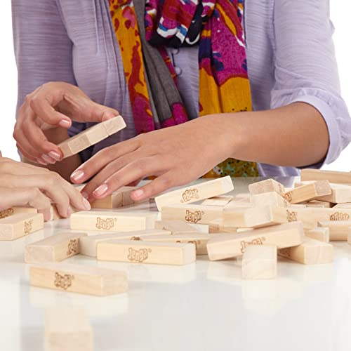 Jenga Classic Game with Genuine Hardwood Blocks, Stacking Tower Game for 1 or More Players, Kids Ages 6 and Up Jenga