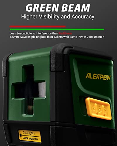 ALEAPOW Self-Leveling Laser Level, 100ft Green Cross Line Laser, Compact and Lightweight, Horizontal&Vertical Line for DIY Application, Rotatable - WoodArtSupply