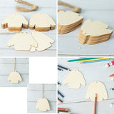 Clothes Wood Wooden Clothing Shape Unfinished Wood Sweater Blank Wood Pieces Wooden with Twines Art Ornaments for Christmas Wedding Birthday Party Zontween