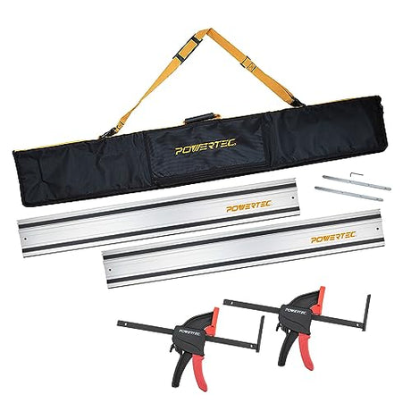 POWERTEC 71885 110" Track Saw Guide Rail Kit for Makita or Festool | Includes 2x55 Guide Rails/Protective Guide Rail Bag/Rail Connectors/2 Tracksaw POWERTEC
