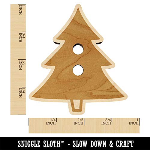 Pine Tree Cartoon Wood Buttons for Sewing Knitting Crochet DIY Craft - Medium 1.00 Inch (7pcs) Sniggle Sloth