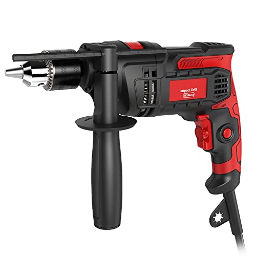 Hammer Drill 850W Impact Drill 1/2-Inch 7 Amp Corded Drill with Variable Speed 0-3000RPM, Hammer and Drill 2 Functions in 1 for Steel, Concrete,