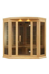 DYNAMIC SAUNAS Maxxus 3 Per Low EMF FAR Infrared Carbon Corner Canadian Hemlock Sauna DYNAMIC SAUNAS