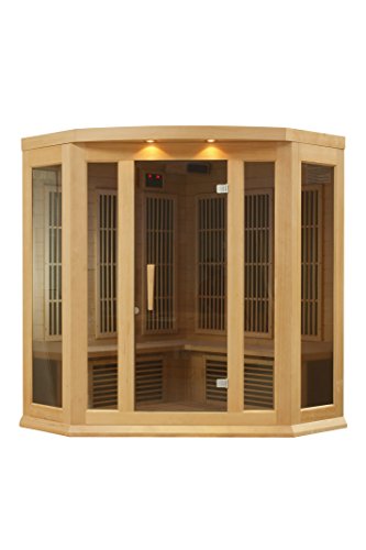 DYNAMIC SAUNAS Maxxus 3 Per Low EMF FAR Infrared Carbon Corner Canadian Hemlock Sauna DYNAMIC SAUNAS