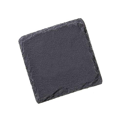 12 Pack 4 x 4 Inch Gorgeous Black Slate Stone Coasters Bulk Square Slate for Drink Bar Kitchen Home, Handmade Natural Rough Edge, Set of 12 - WoodArtSupply