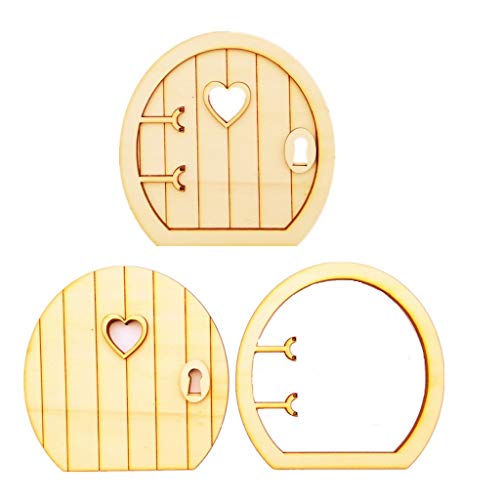 JANOU Wood Fairy Door Miniature DIY Craft Embellishments Gift Ornaments Decoration Pack 6 Sets JANOU