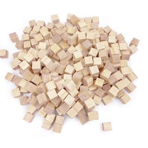 Wood Blocks for Crafts, Unfinished Wood Cubes, 1cm Natural Wooden