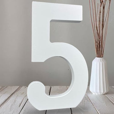 AOCEAN 10 Inch White Wood Numbers Unfinished Wood Numbers for Wall Decor Decorative Standing Numbers Slices Sign Board Decoration for Craft Home