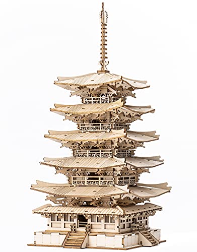 Rolife Five-Storied Pagoda 3D Wooden Model Kit for Adults - Unique DIY Puzzle Gift Rolife