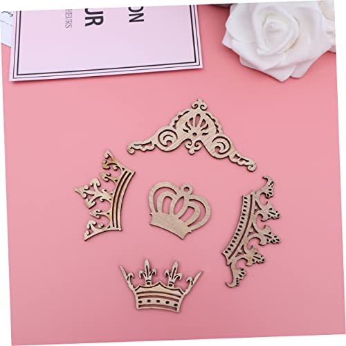 ABOOFAN 10 Pcs Natural Wood Slices Unfinished Natural Wood Slice Crown Pattern Slices Pendant Wooden Mix ABOOFAN