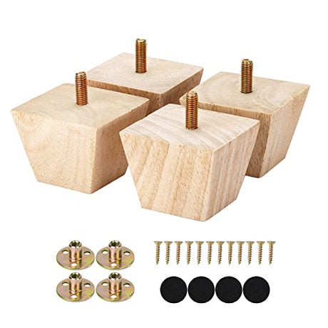 Maricome 2 Inch Unfinished Wood Furniture Legs Replacement Cabinet Couch Sofa Legs Feet Set of 4 Maricome