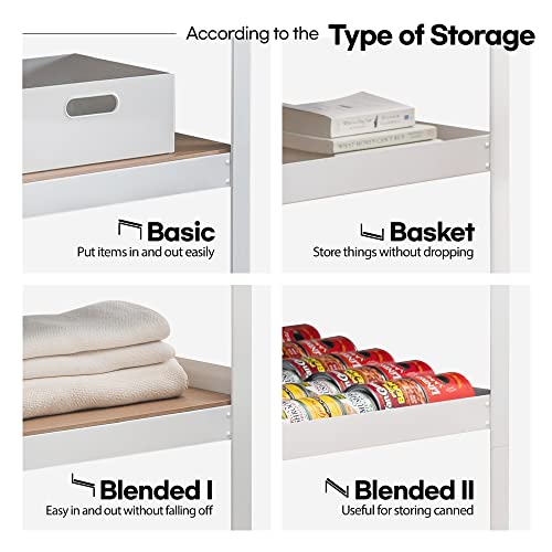 HOMEDANT House 5 Tier 24.4" W Laminated Metal Shelving Unit Adjustable Storage Utility Rack Heavy Duty Shelves Organization Multipurpose Shelf HOMEDANT