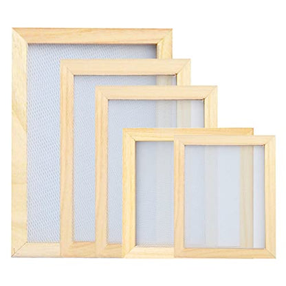 KeaJuidy 5 Size Paper Making Frame Kit Wooden Paper Making Screen Making Frame for DIY Paper Crafts and Dried Flower Handcraft