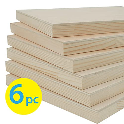PHOENIX 8x10 Inch Unfinished Birch Wood Panel Boards for Painting - 6 Pack Professional 3/4" Wooden Cradled Panels for Mixed-Media Painting,