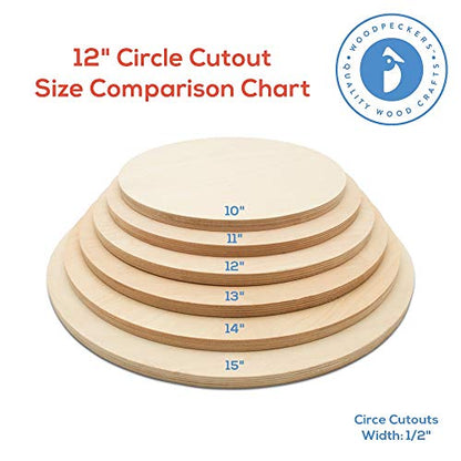 Wood Circles 12 inch 1/2 inch Thick, Unfinished Birch Plaques, Pack of 25 Wooden Circles for Crafts and Blank Sign Rounds, by Woodpeckers