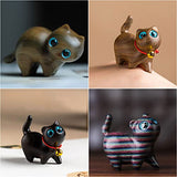 4Pcs Sandalwood Hand Carved Wood Cat, Handmade Wood Carved Cats Hand Carved Kitten Pet Sandalwood Decoration Handmade Wood Carved Cats Cute Cat SYWAN