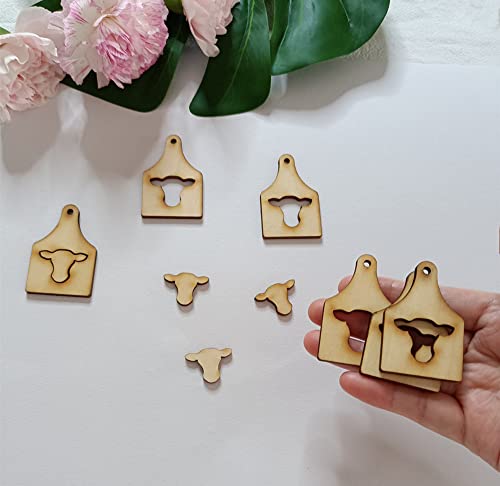 40pcs of Wood Cow Head Earring Blanks,Blank Sublimation Cow Tag/Post/Stud Animal Earrings (2'') MEYA