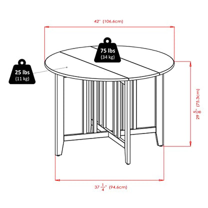 Winsome Wood Alamo, , Double Drop Leaf, Round Table Mission, Walnut, 42-Inch/ 41.97 in x 41.97 in x 29.65 in - WoodArtSupply