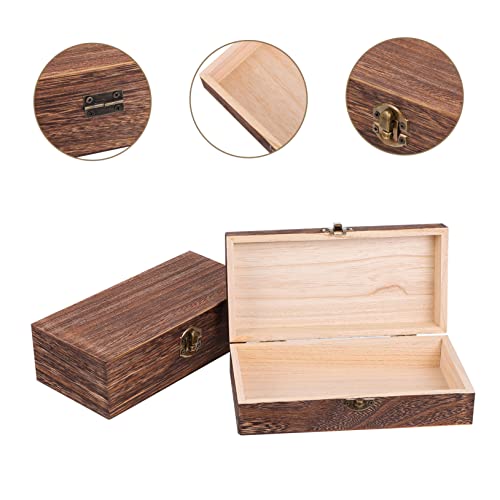NOLITOY 2 Sets 2pcs Solid Wood Storage Box Antique Decor Small Containers Country Jewelry Wood Decor Unfinished Wood Jewelry Storage Case Retro Style NOLITOY