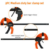 Quick Release Ratchet Bar Clamps for Woodworking (2 Pieces Set 24'') - Light Duty Adjustable One-Handed Clamp for Woodworking & Furniture Neocraft