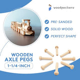 Wood Axle Pegs 1-1/4-inch, Pack of 25 Mini Wooden Peg for Wood Train Craft, Fits 1/4-inch Hole Wooden Wheels for Crafts, by Woodpeckers Woodpeckers