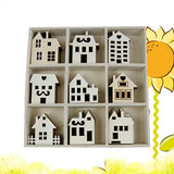 SEWACC 45pcs Unfinished Wooden Cutouts Wooden Houses Shapes Embellishments Hanging Ornaments Wooden House Cutout Slices for DIY Craft Christmas Decor SEWACC