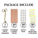151PCS Wicks Candle Making Set – Wooden Candle Wicks with Metal Base for Candle Making Smokeless Wood Wicks for Candles with Candle Wick Trimmer and YARRD