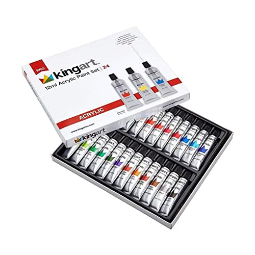 KINGART 505-24 12 mL Unique Colors Acrylic Paint (Set of 24), Assorted KINGART