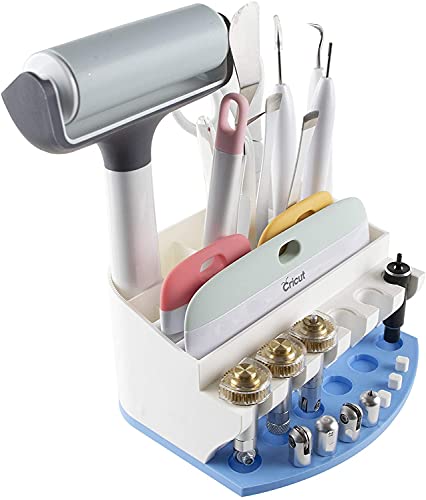 Organizer for Cricut Tools and Accessories Blade Holder Caddy,Storage for Cricut Maker Blades/QuickSwap Tip/Explore DeepCut Blade(Blue) XCJD