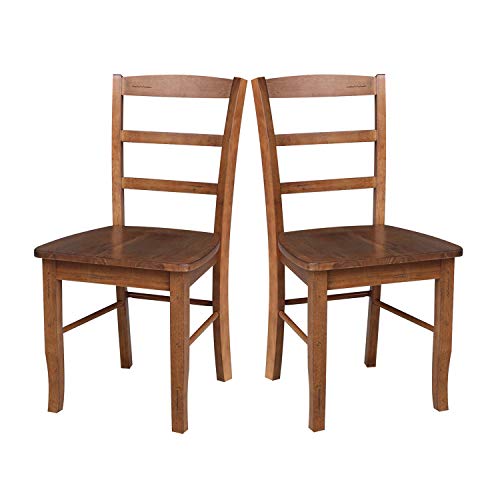IC International Concepts International Concepts Set of 2 Madrid Ladderback Chairs, Distressed Oak IC International Concepts