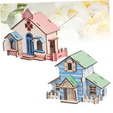 ibasenice D Puzzle 6 Pcs DIY Cabin Wooden Assembling House DIY Wooden Ornament Wooden House Toy DIY Wood Toy Child Puzzle Bamboo Model Office ibasenice