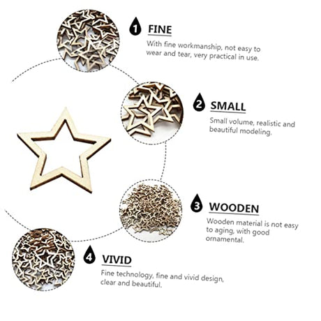 jojofuny 100 pcs Wooden Star Shape Cutouts Unfinished Wood Cutout Unfinished Wooden Slices Blank Christmas Wooden Chips for Wooden Craft DIY jojofuny